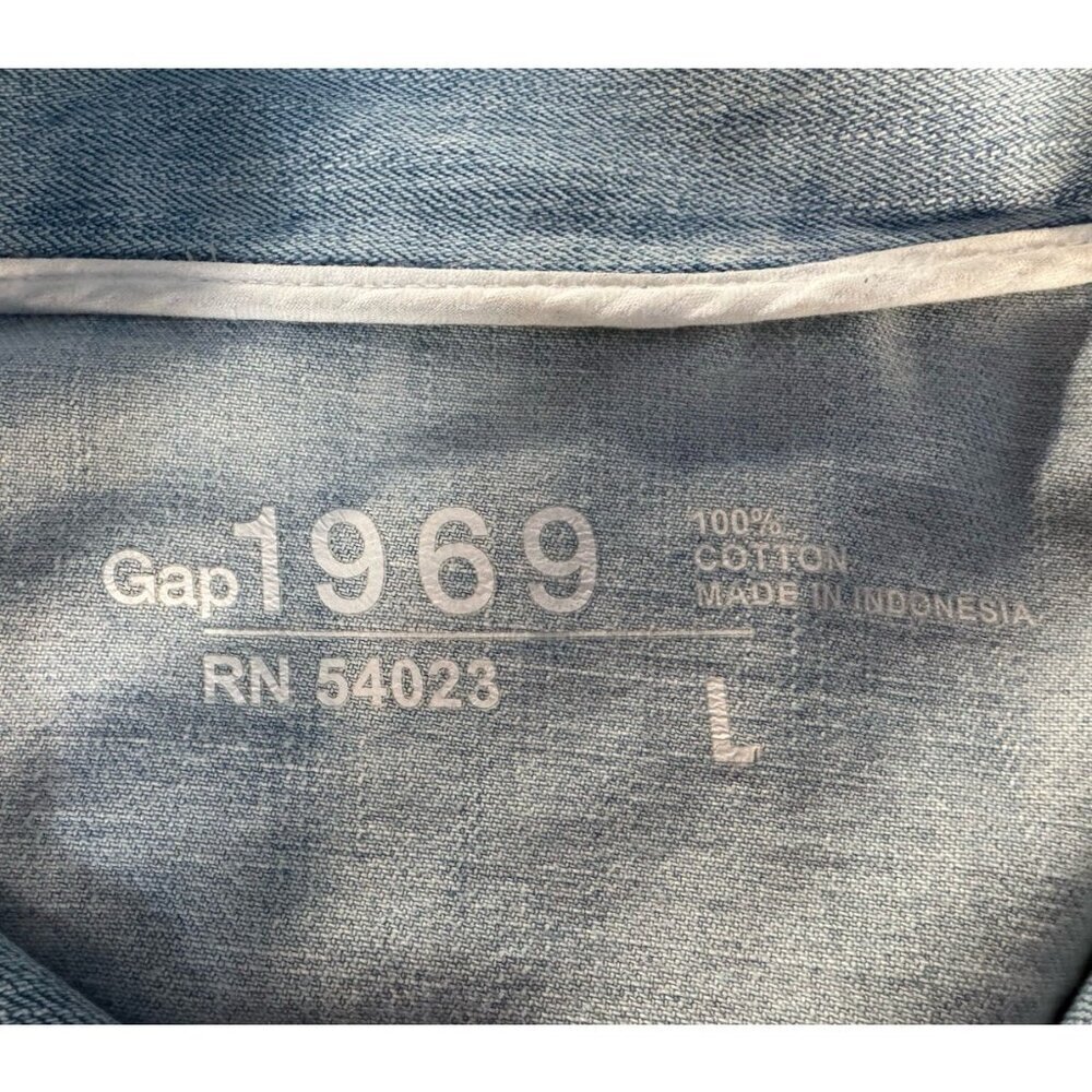 Gap 1969 Women's Sz L Denim Biker Jacket Asymmetrical Zip Beach Wash - Picture 6 of 11